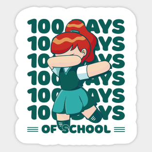 100 Days of school typography featuring a Dabbing girl #3 Sticker